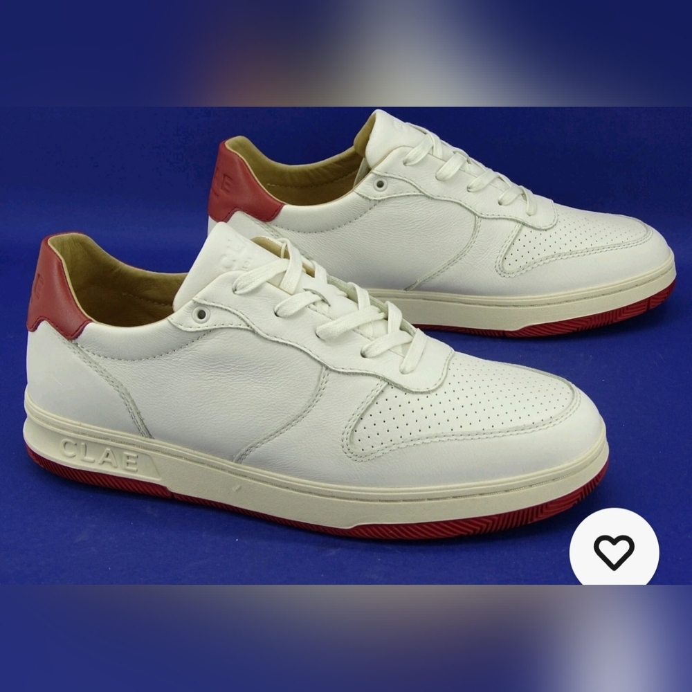 Clae Malone Off White Leather Red Ochre Sneaker NWT